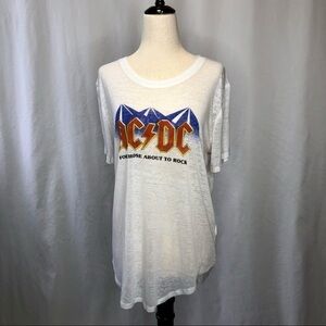 AC/DC sheer white band tee t-shirt women’s XL